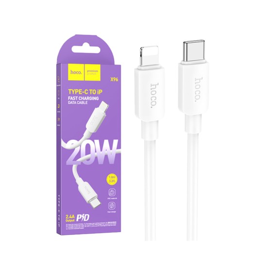 Hoco X96 Fast Hyper 20w 2.4A Charging Cable Type-c to Type-c 1m White